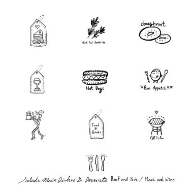 Restoran poster / yarım yamalak gıda menü resimleri - vektör