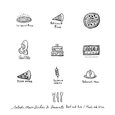 Restoran poster / yarım yamalak gıda menü resimleri - vektör