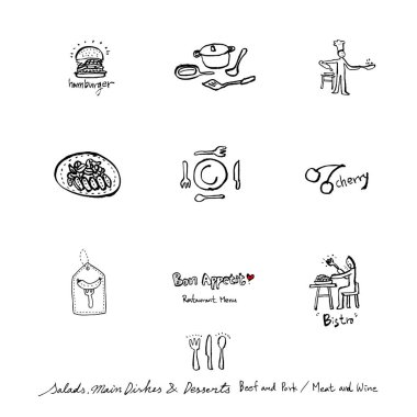 Restoran poster / yarım yamalak gıda menü resimleri - vektör