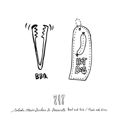 Restoran poster / yarım yamalak gıda menü resimleri - vektör