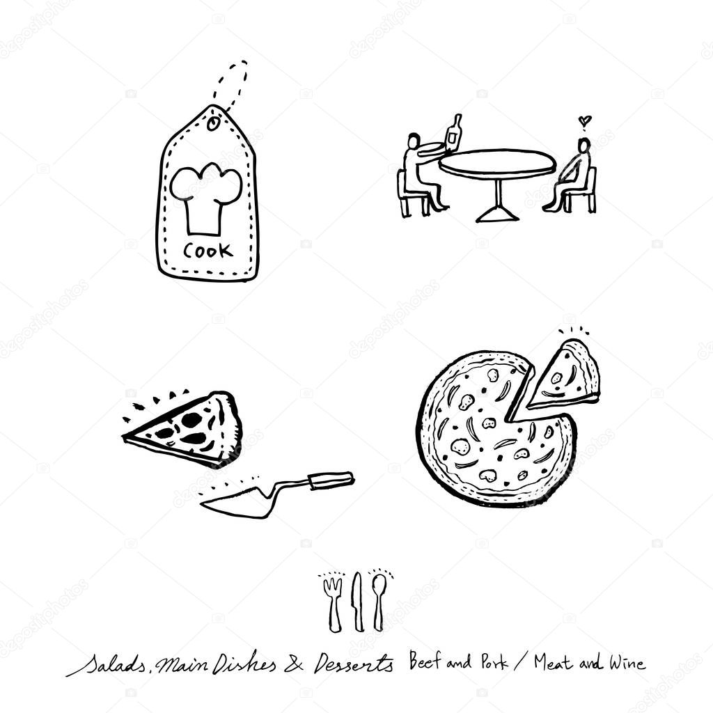 Restaurant poster / Sketchy food menu illustrations - vector