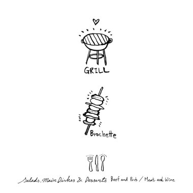 Restoran poster / yarım yamalak gıda menü resimleri - vektör