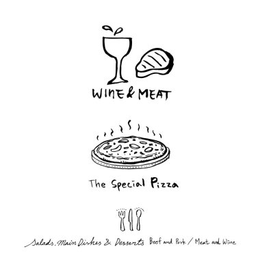 Restoran poster / yarım yamalak gıda menü resimleri - vektör