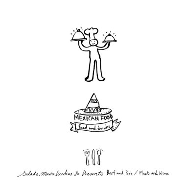 Restoran poster / yarım yamalak gıda menü resimleri - vektör