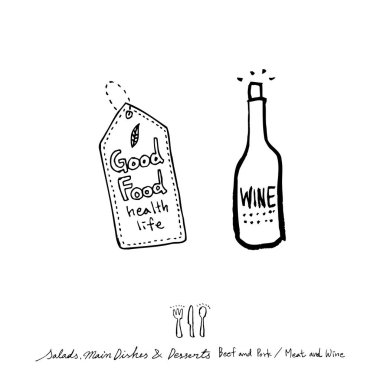 Restoran poster / yarım yamalak gıda menü resimleri - vektör