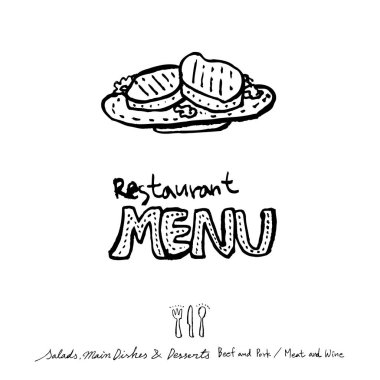 Restoran poster / yarım yamalak gıda menü resimleri - vektör