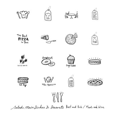 Restoran poster / yarım yamalak gıda menü resimleri - vektör