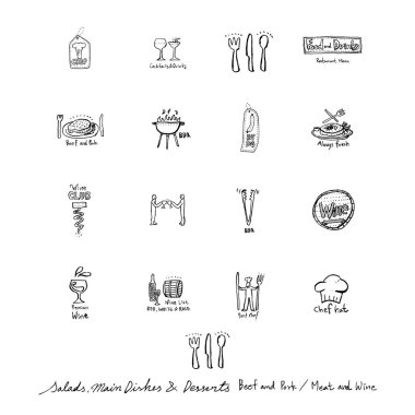 Restoran poster / yarım yamalak gıda menü resimleri - vektör
