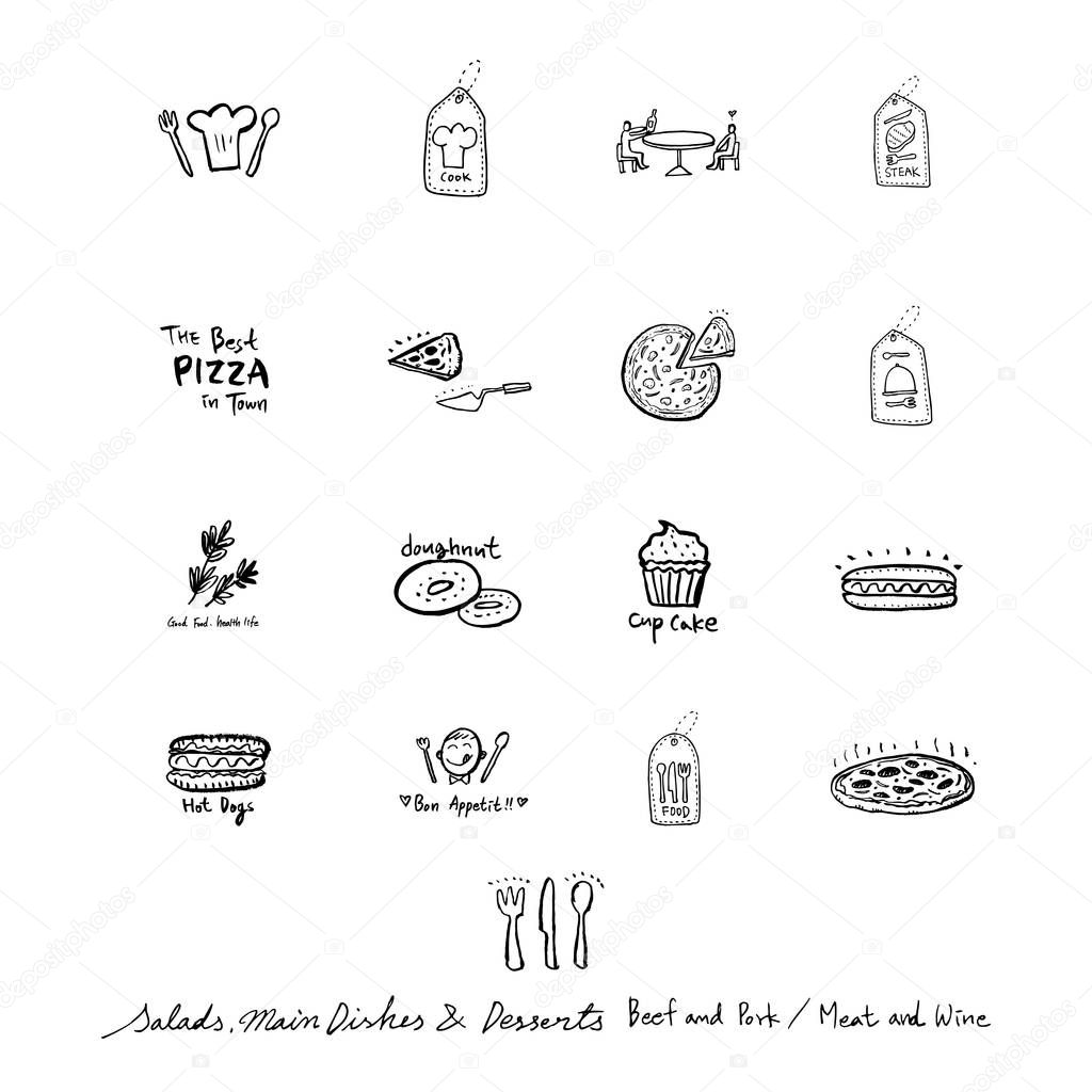 Restaurant poster / Sketchy food menu illustrations - vector