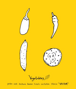 Sebze ve meyve resimler / el çekilmiş gıda maddeleri - vektör