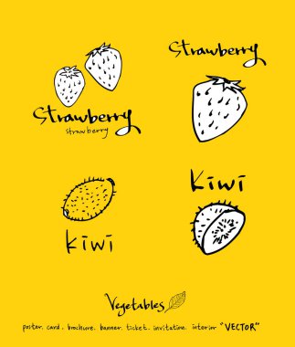 Sebze ve meyve resimler / el çekilmiş gıda maddeleri - vektör