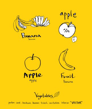 Sebze ve meyve resimler / el çekilmiş gıda maddeleri - vektör
