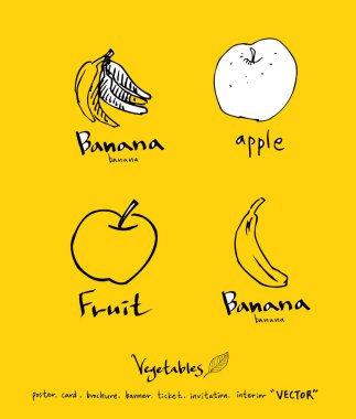 Sebze ve meyve resimler / el çekilmiş gıda maddeleri - vektör