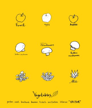 Sebze ve meyve resimler / el çekilmiş gıda maddeleri - vektör