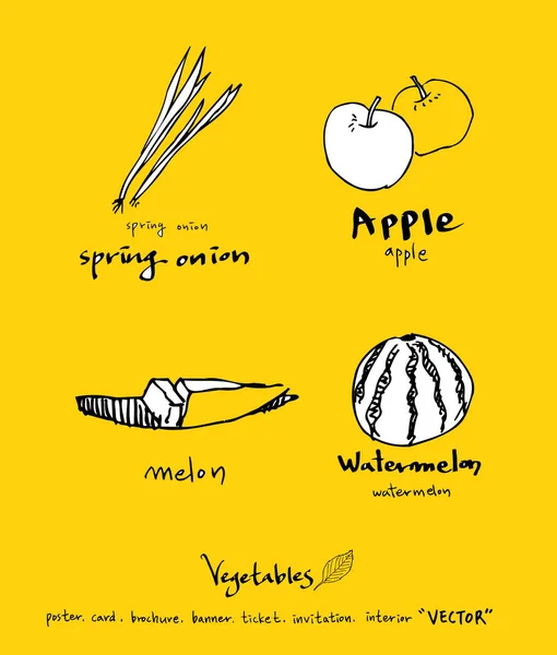 Sebze ve meyve resimler / el çekilmiş gıda maddeleri - vektör