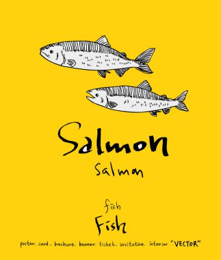 deniz gıda çizimler / el çekilmiş gıda maddeleri - vektör