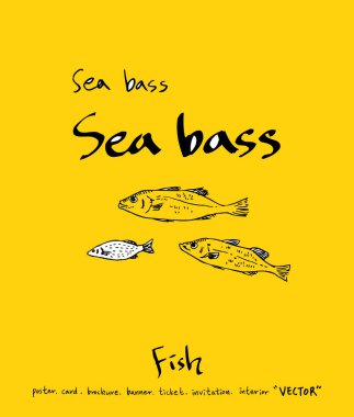 El çekilmiş gıda maddeleri - deniz gıda menü resimleri - vektör