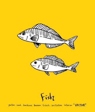 El çekilmiş gıda maddeleri - deniz gıda menü resimleri - vektör