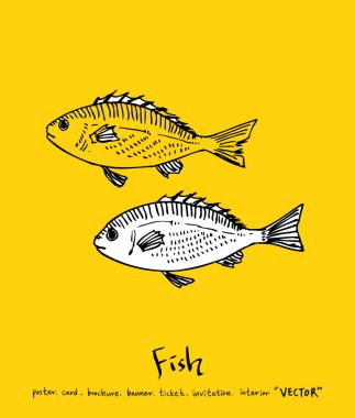 El çekilmiş gıda maddeleri - deniz gıda menü resimleri - vektör