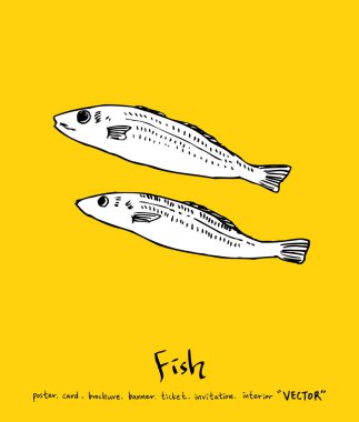 El çekilmiş gıda maddeleri - deniz gıda menü resimleri - vektör