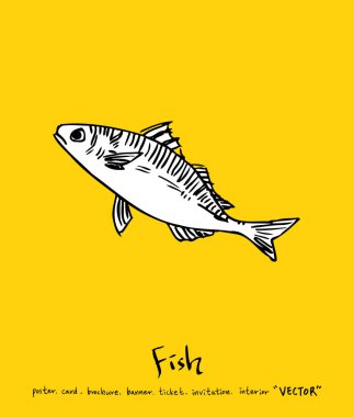 El çekilmiş gıda maddeleri - deniz gıda menü resimleri - vektör