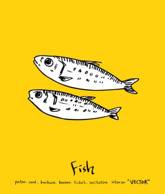 El çekilmiş gıda maddeleri - deniz gıda menü resimleri - vektör