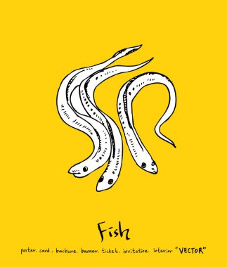 El çekilmiş gıda maddeleri - deniz gıda menü resimleri - vektör