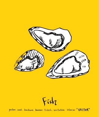 El çekilmiş gıda maddeleri - deniz gıda menü resimleri - vektör