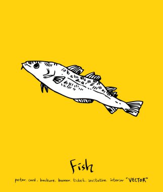 El çekilmiş gıda maddeleri - deniz gıda menü resimleri - vektör