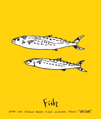 El çekilmiş gıda maddeleri - deniz gıda menü resimleri - vektör