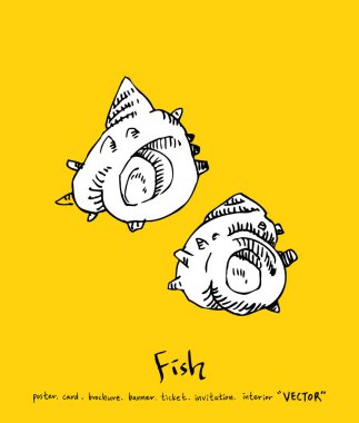 El çekilmiş gıda maddeleri - deniz gıda menü resimleri - vektör