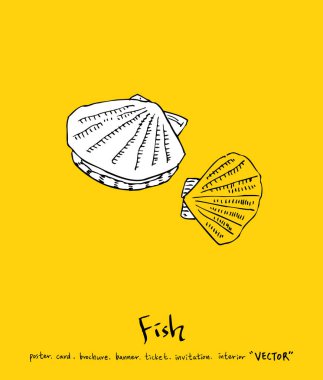 El çekilmiş gıda maddeleri - deniz gıda menü resimleri - vektör