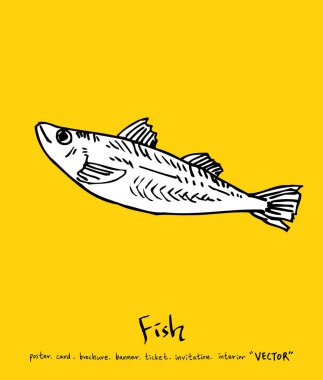 El çekilmiş gıda maddeleri - deniz gıda menü resimleri - vektör