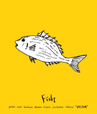 El çekilmiş gıda maddeleri - deniz gıda menü resimleri - vektör