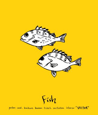 El çekilmiş gıda maddeleri - deniz gıda menü resimleri - vektör