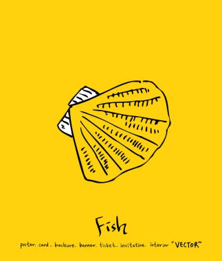 El çekilmiş gıda maddeleri - deniz gıda menü resimleri - vektör