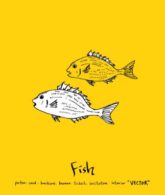 El çekilmiş gıda maddeleri - deniz gıda menü resimleri - vektör