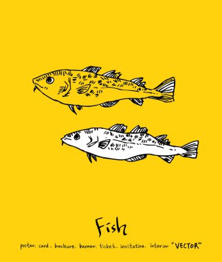 El çekilmiş gıda maddeleri - deniz gıda menü resimleri - vektör