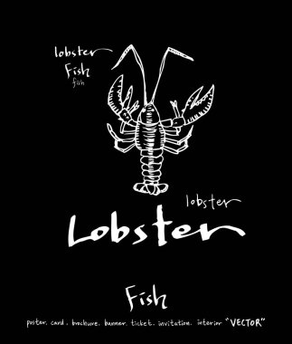 El çekilmiş gıda maddeleri - deniz gıda menü resimleri - vektör