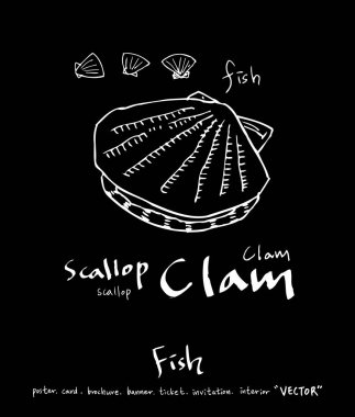 El çekilmiş gıda maddeleri - deniz gıda menü resimleri - vektör