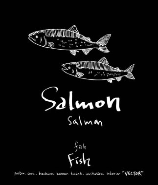 El çekilmiş gıda maddeleri - deniz gıda menü resimleri - vektör