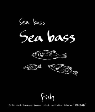 deniz gıda çizimler / el çekilmiş gıda maddeleri - vektör