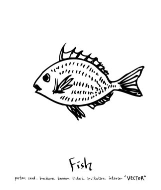 deniz gıda çizimler / el çekilmiş gıda maddeleri - vektör