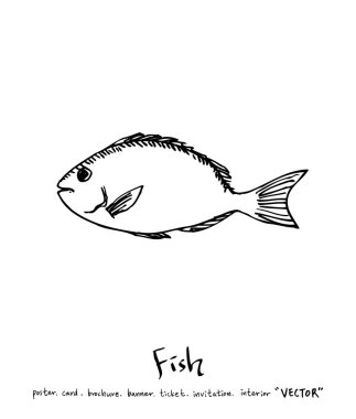 deniz gıda çizimler / el çekilmiş gıda maddeleri - vektör