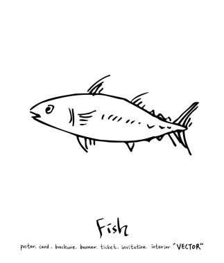 deniz gıda çizimler / el çekilmiş gıda maddeleri - vektör