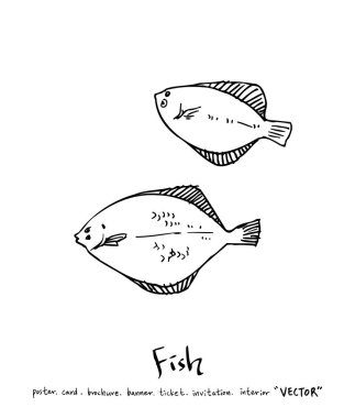 deniz gıda çizimler / el çekilmiş gıda maddeleri - vektör