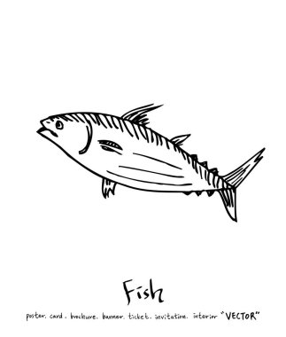 deniz gıda çizimler / el çekilmiş gıda maddeleri - vektör