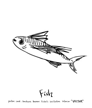 deniz gıda çizimler / el çekilmiş gıda maddeleri - vektör