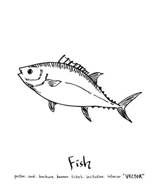 deniz gıda çizimler / el çekilmiş gıda maddeleri - vektör