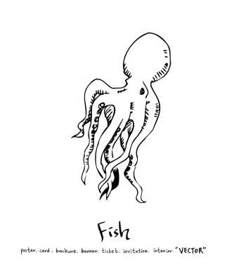 deniz gıda çizimler / el çekilmiş gıda maddeleri - vektör